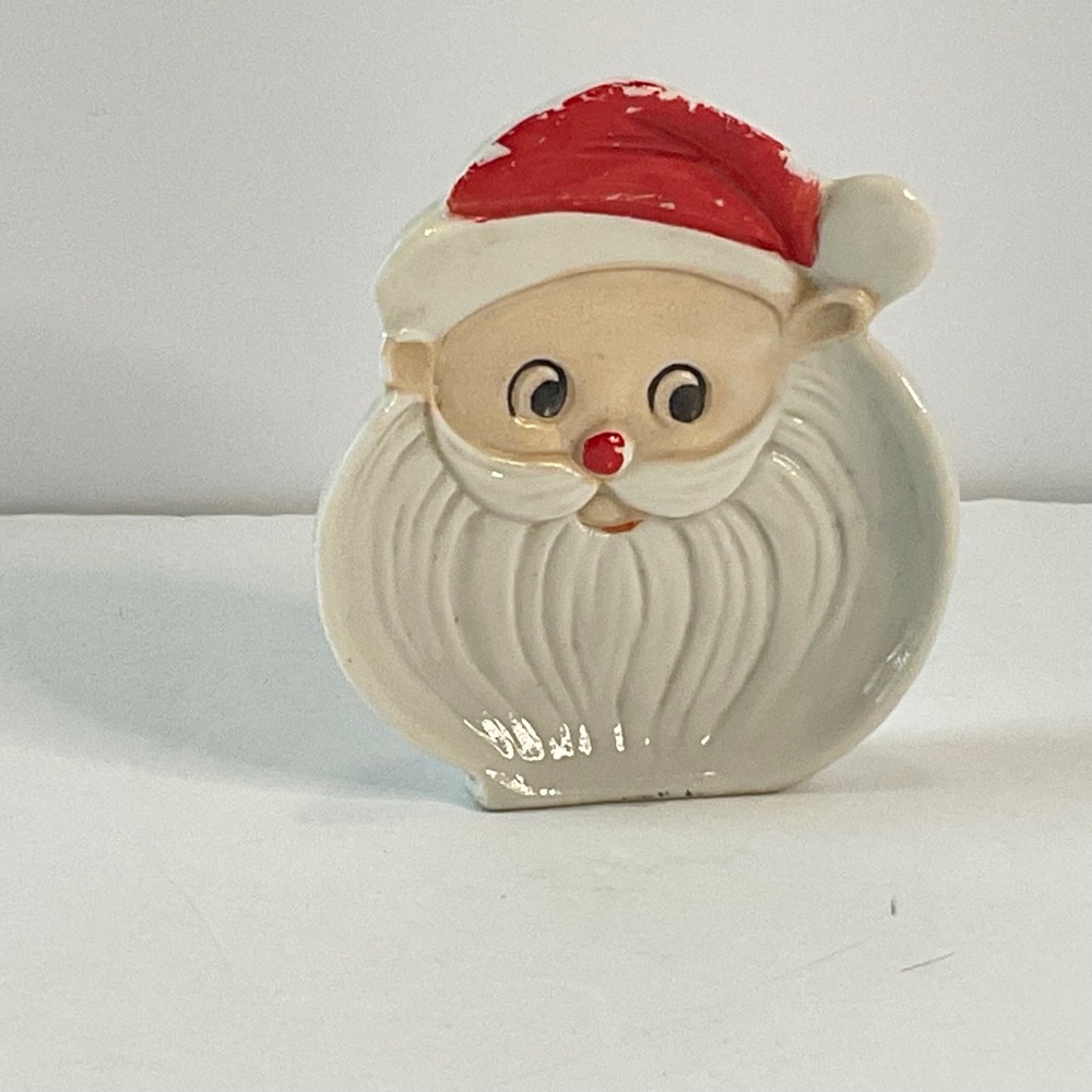 VTG Santa Claus Ceramic Trinket Dish Made in Japan Mid Century Christmas Decor